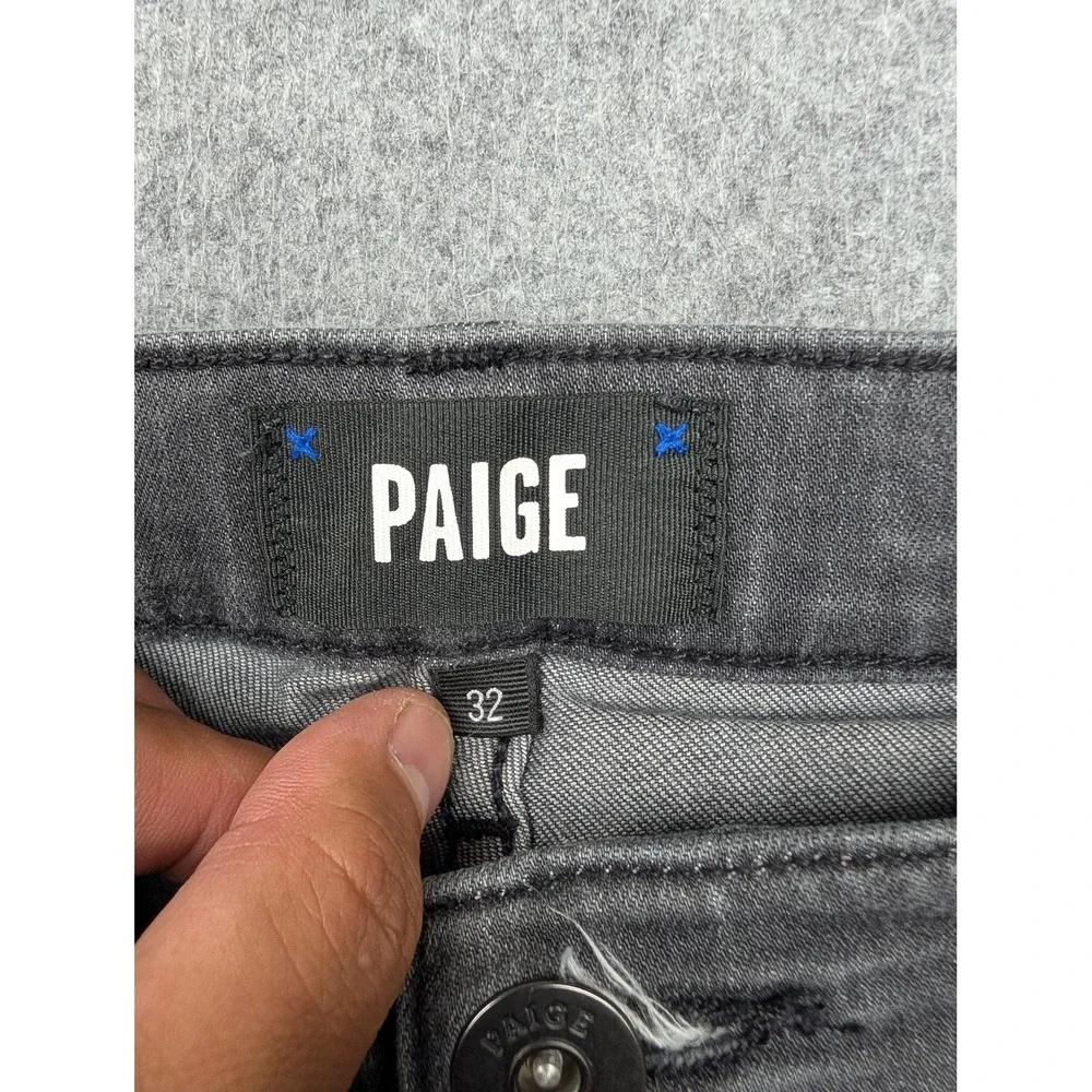 Paige Lennox Jeans Mens 32x26 Gray Charcoal Wash Slim Taper Stretch Denim Pants